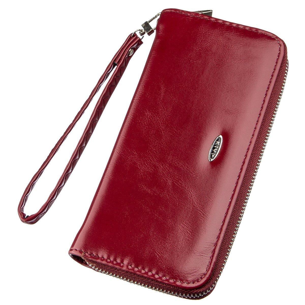 Гаманець жіночий на одну блискавку з екокожі гладкий KIVI 19035 Бордовий, фото 1