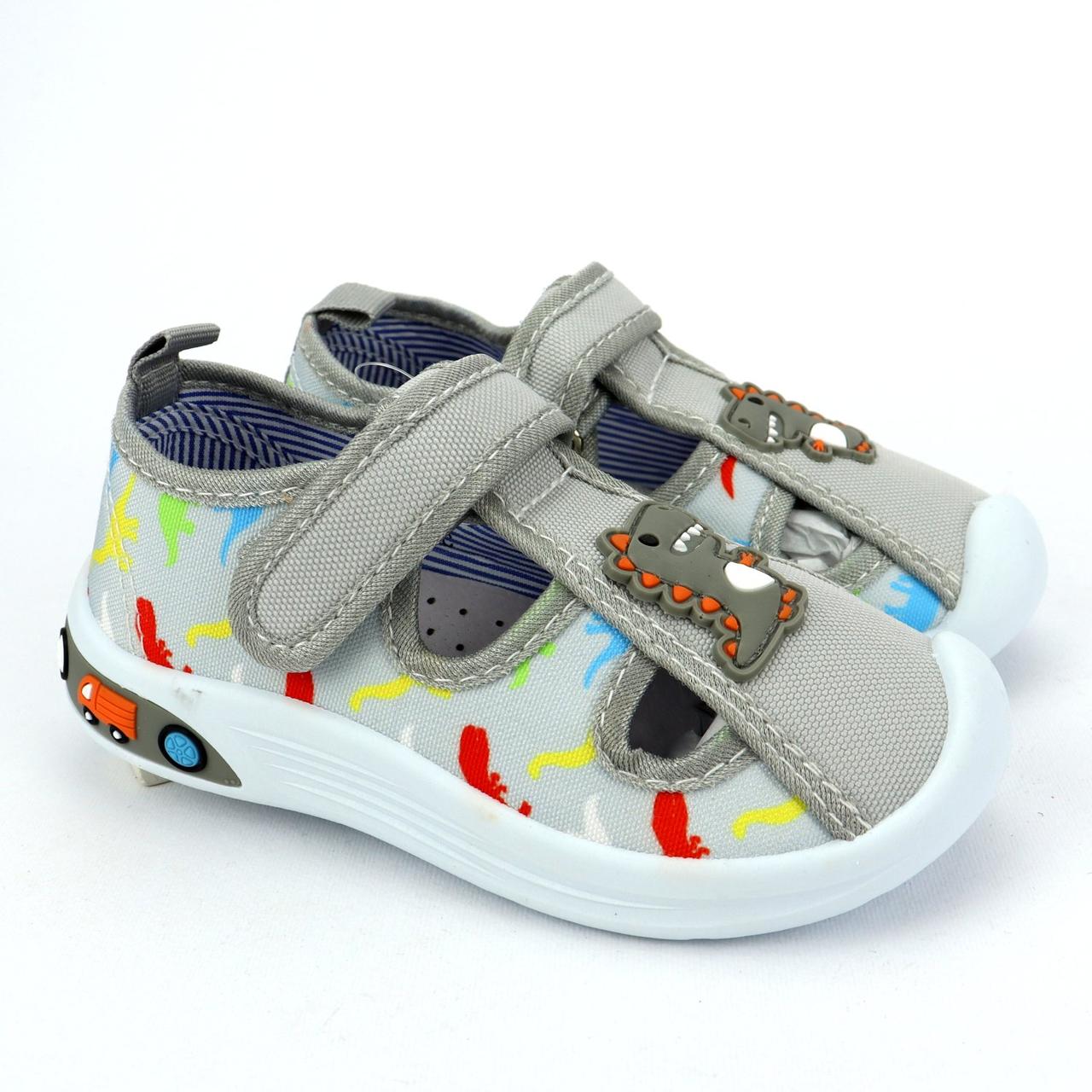 Текстильні сірі капці для дітей кеди на липучках тм Tom.m, фото 1