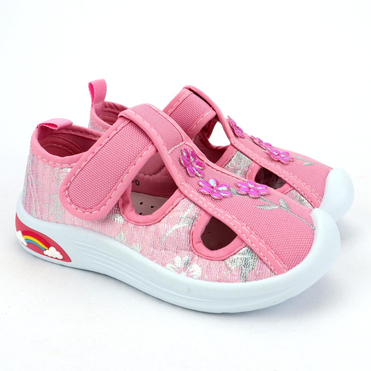 Дитячі текстильні капці для дівчинки рожеві кеди тм Tom.m, фото 1