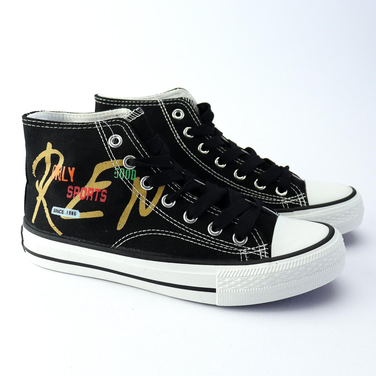 Високі чорні підліткові кеди текстильні тм Том.м, фото 1