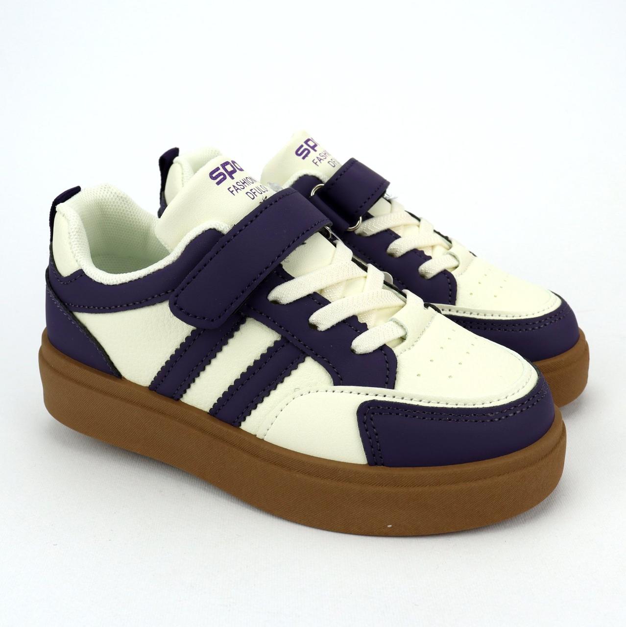 Кросівки з липучками дитячі фіолетові з білим тм Tom.m