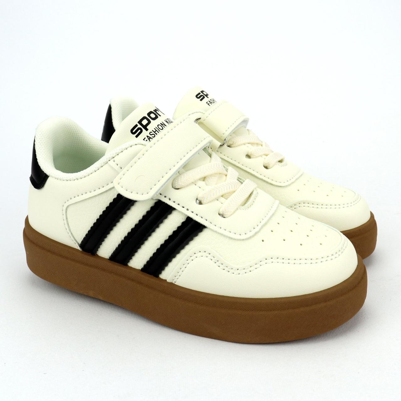 Білі кросівки на липучках дитячі з чорними смужками Tom.m, фото 1