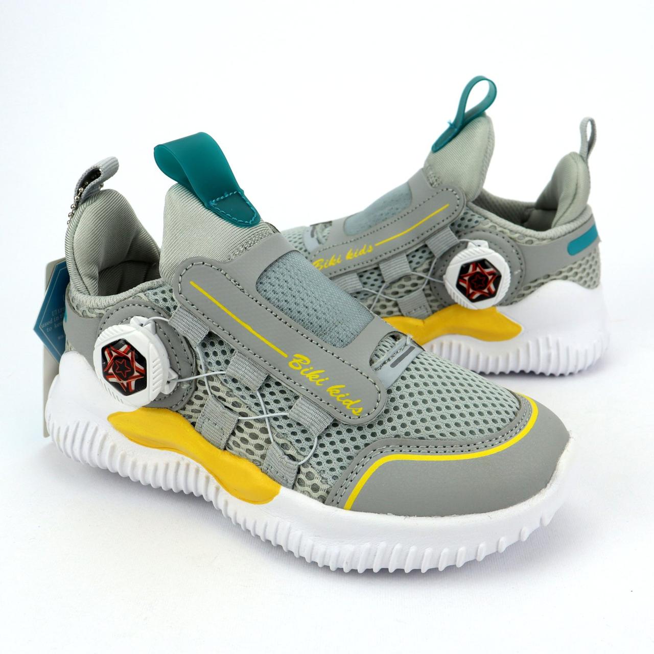 00991E Кросівки дитячі зі швидким шнуруванням сірі тм Biki розмір