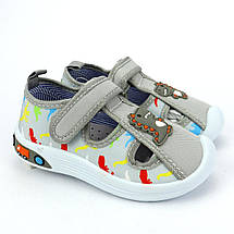 11504C Текстильні сірі капці для дітей кеди на липучках тм Tom.m, фото 2