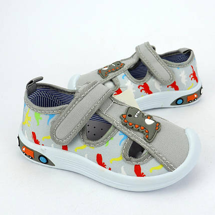 11504C Текстильні сірі капці для дітей кеди на липучках тм Tom.m, фото 1