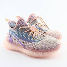 11563C Кросівки дитячі для дівчинки текстильні рожеві шнурки з фіксатором і тм Том.м розмір, фото 3