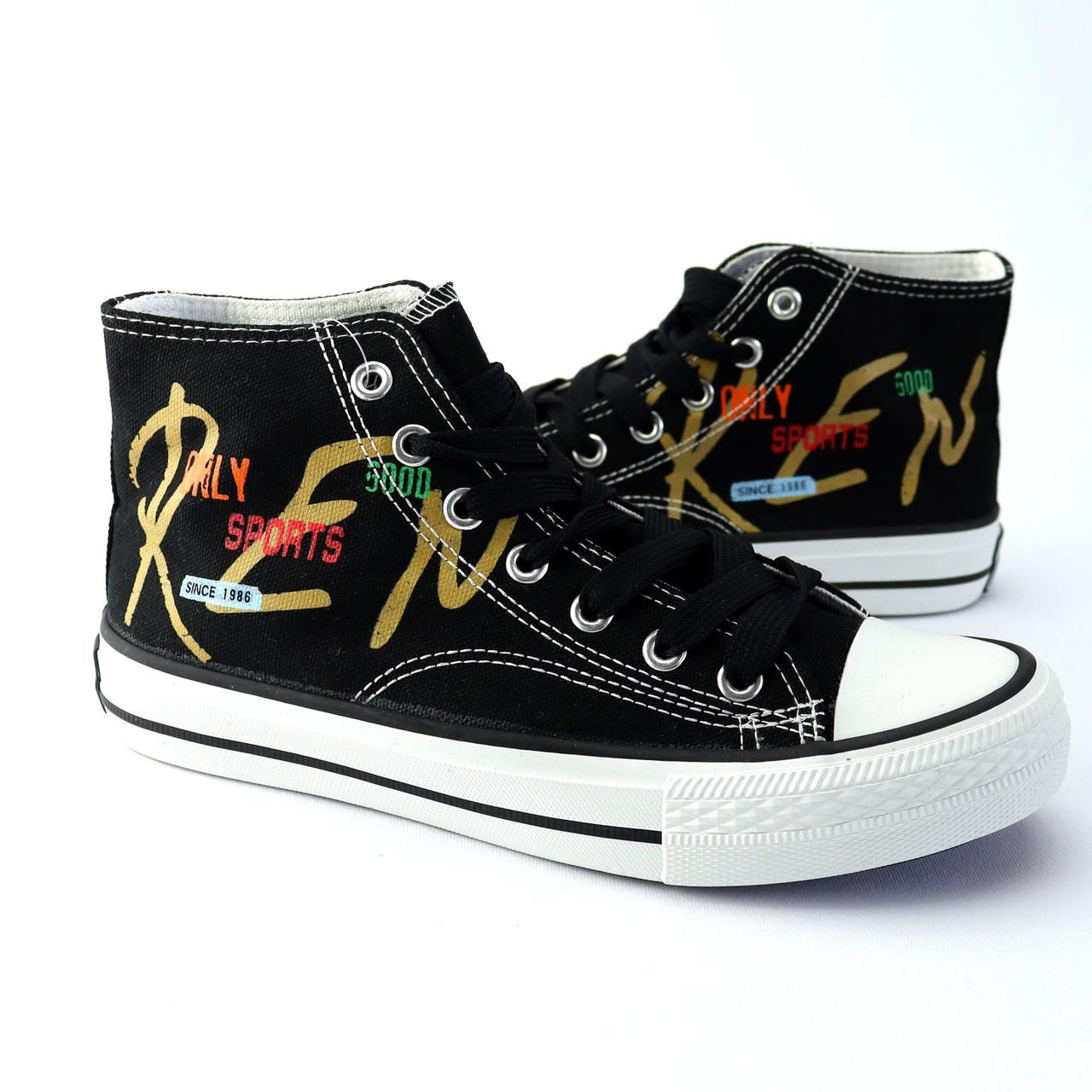 11174A Високі чорні підліткові кеди текстильні тм Том.м