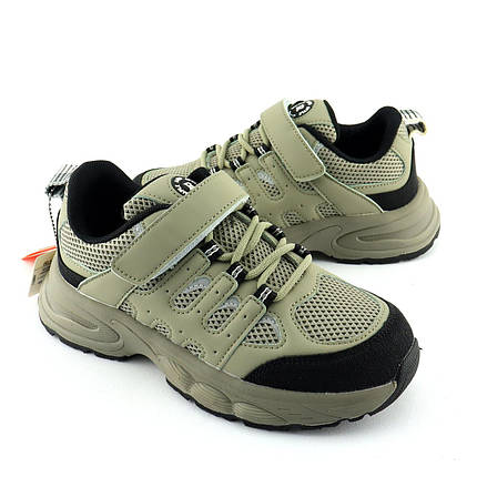 11566H Дитячі кросівки оливкові на липучці Тм Biki розмір, фото 1