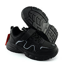 11608A Кросівки з липучками чорні дитячі тм розмір, фото 3