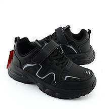 11608A Кросівки з липучками чорні дитячі тм розмір, фото 4