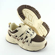 11567F Кросівки на липучці дитячі бежеві з коричневим тм BI&KI розмір, фото 4