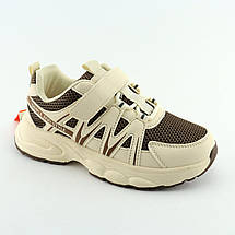 11567F Кросівки на липучці дитячі бежеві з коричневим тм BI&KI розмір, фото 5