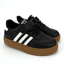 51029A Кросівки Томм чорні дитячі з білими смужками розмір, фото 3