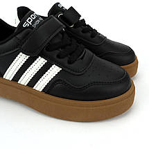 51029A Кросівки Томм чорні дитячі з білими смужками розмір, фото 5