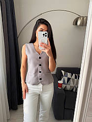 Жіночий класичний жилет тканина костюмка Sskr2275 Сірий