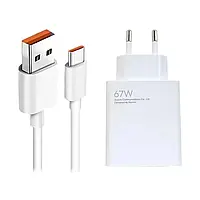 Оригінальний швидкий зарядний пристрій 67 Вт для Xiaomi Mi 13 12 Ultra Pro Lite USB зарядний пристрій T Type Cable Redmi Note 12