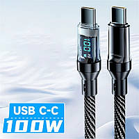 Кабель 1м Type-C+Type-C з дисплеєм 5A  чорний