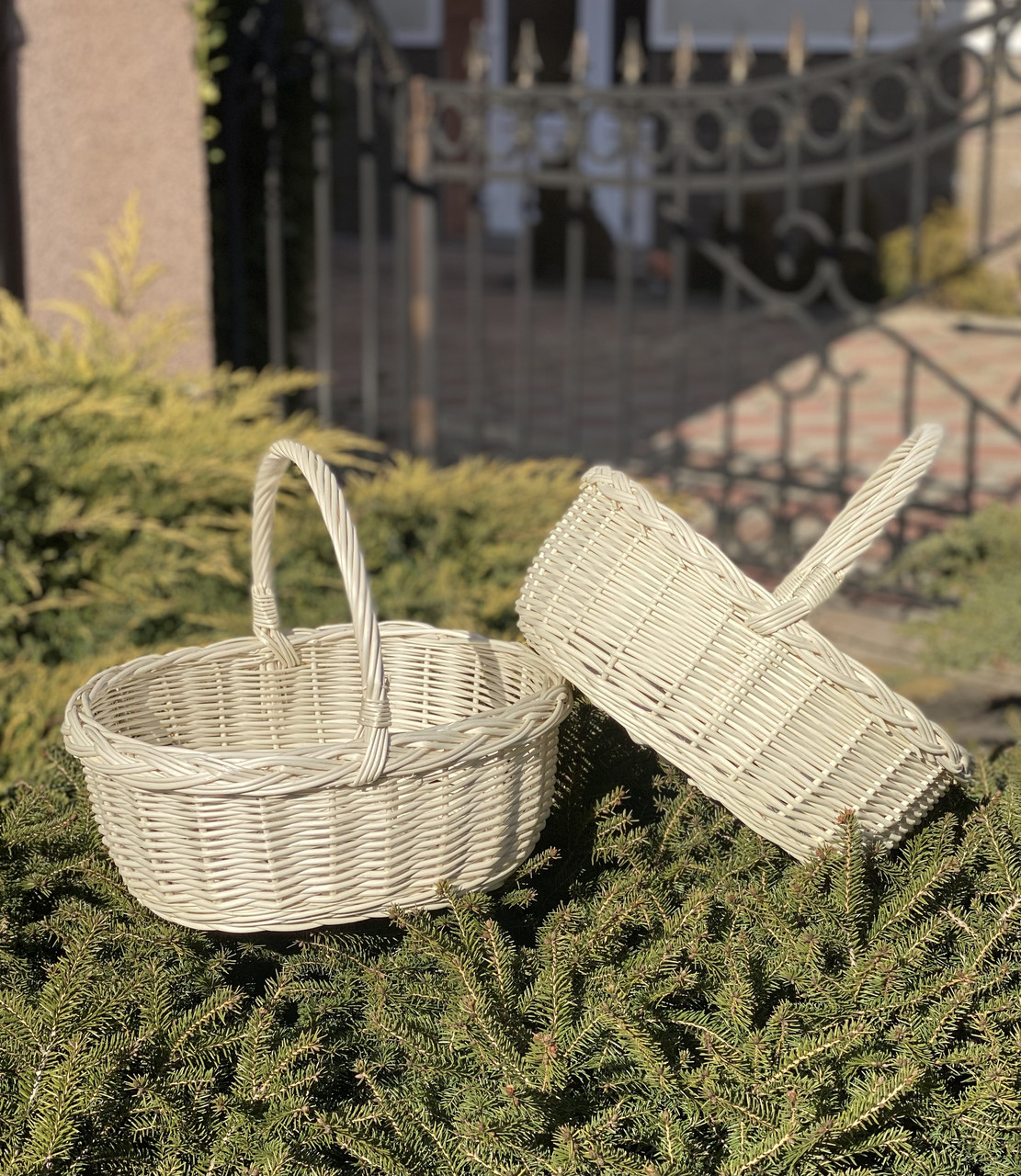 Корзина плетена з цільної вибіленої лози "L". Арт:30125, фото 1