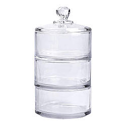 Цукерниця триярусна скляна Ø 10 см з кришкою