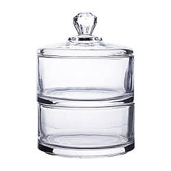 Цукерниця двоярусна скляна Ø 10 см з кришкою кругла кругла