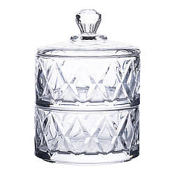 Цукерниця скляна з кришкою Ø 10 см дворівнева