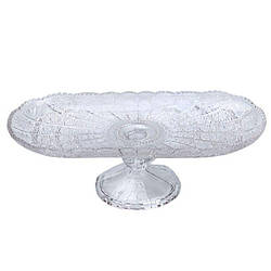 Фруктовниця скляна на ніжці 33.5х15х10 см овальна ваза для фруктів