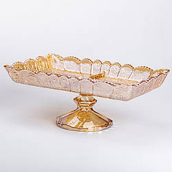 Фруктовниця скляна на ніжці 29х16.5х11 см прямокутна ваза для фруктів