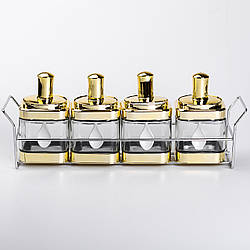 Набір банок для сипучих продуктів 4 штуки 350 мл скляні на металевій підставці