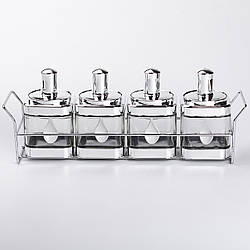 Набір банок для сипучих продуктів 4 штуки 350 мл скляні на підставці