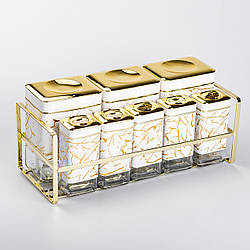 Набір для приправ та спецій на підставці 8 штук з кришками Білий