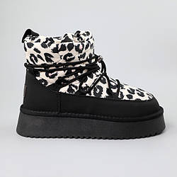 Угги жіночі вологостійкі балон 590150 Чорні молочні