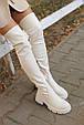 Ботфорти жіночі утеплені 590113 Молочні, фото 4