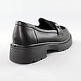 Лофери жіночі на тракторній підошві шкіряні 591621 Чорні, фото 6