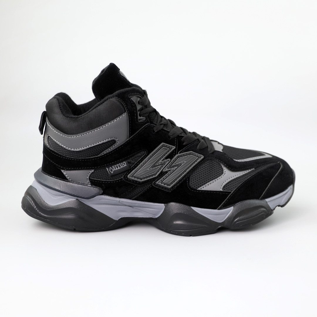 Кросівки термо вологостійкі 590417 Чорні сірі, фото 1