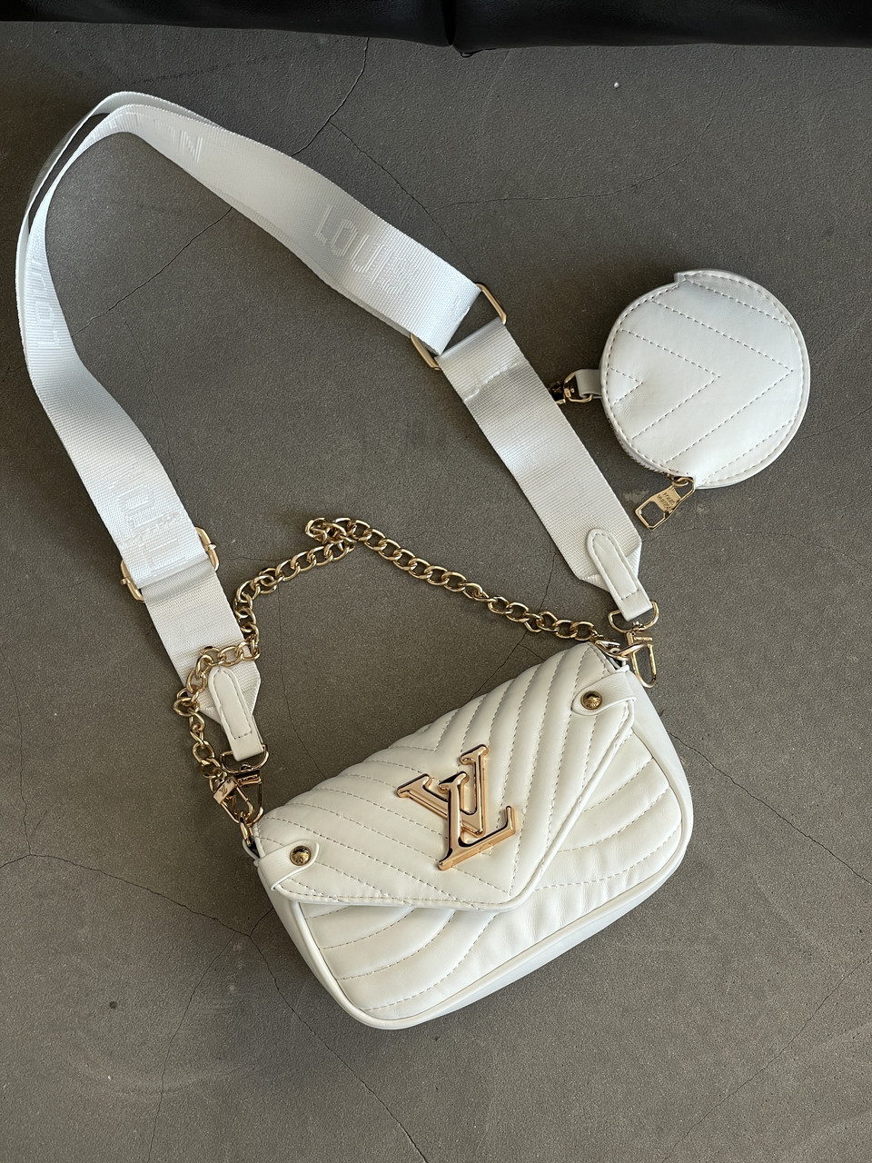 Сумка жіноча Louis Vuitton Wave Multi Pochette mini білий клатч через плече Луї Віттон