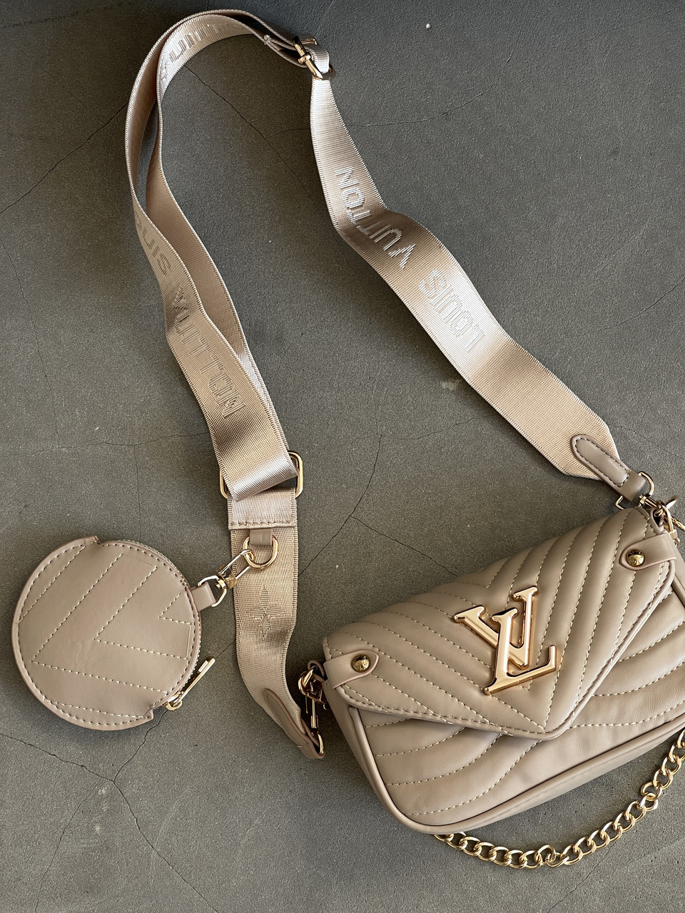 Сумка жіноча Louis Vuitton Wave Multi Pochette mini бежевий клатч через плече Луї Віттон