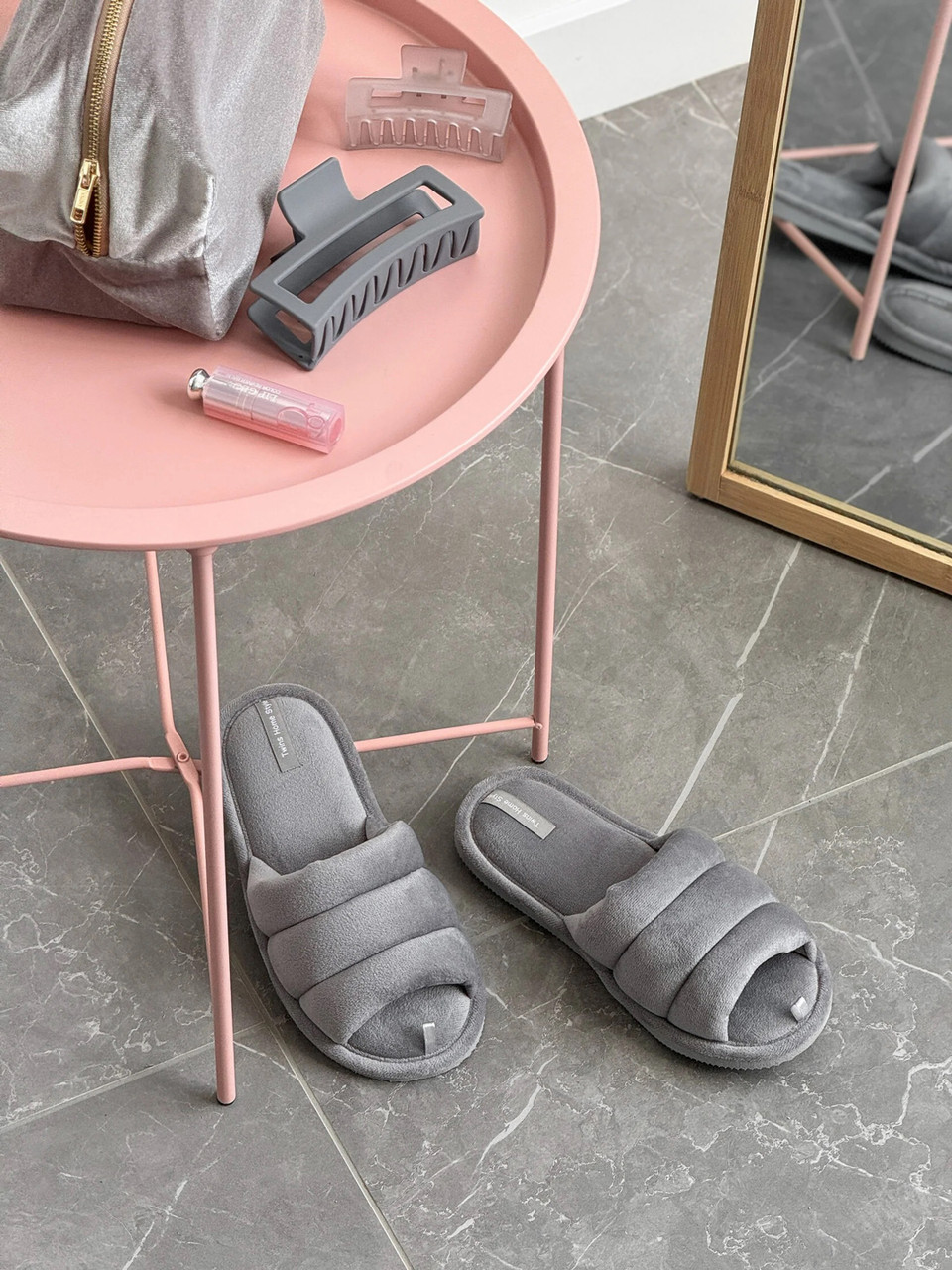 Хатні тапочки плюшеві 590839 Сірі, фото 1