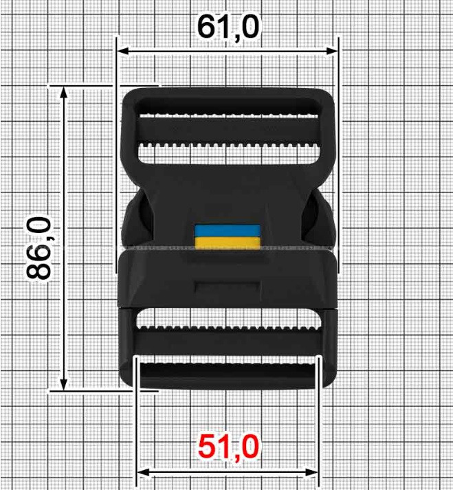 Фастекс тактичний посилений зі вставкою, чорний 50мм
