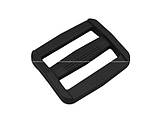 Пряжка перетяжка двохщілинна поліамід чорна 25мм, фото 2