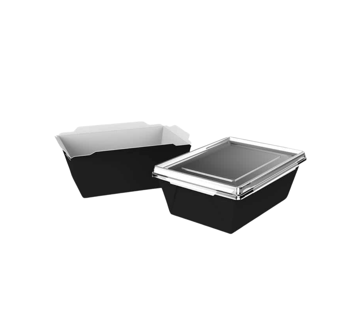 Контейнер для їжі з кришкою MIDI PLUS чорний 900 мл Crystal Box, 50 шт