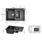 Кухонна мийка з додатковою чашею Lidz 780x495/200 BLA-03 (LIDZBLA03780495200), фото 2