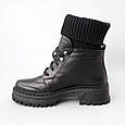 Черевики жіночі шкіряні хутро 590409 Чорні, фото 3