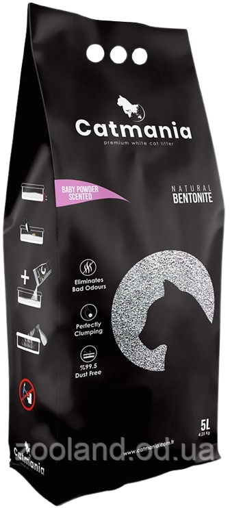 CTMN-002-2 Catmania Baby powder Комкуваний наповнювач із запахом дитячої присипки, 10 л