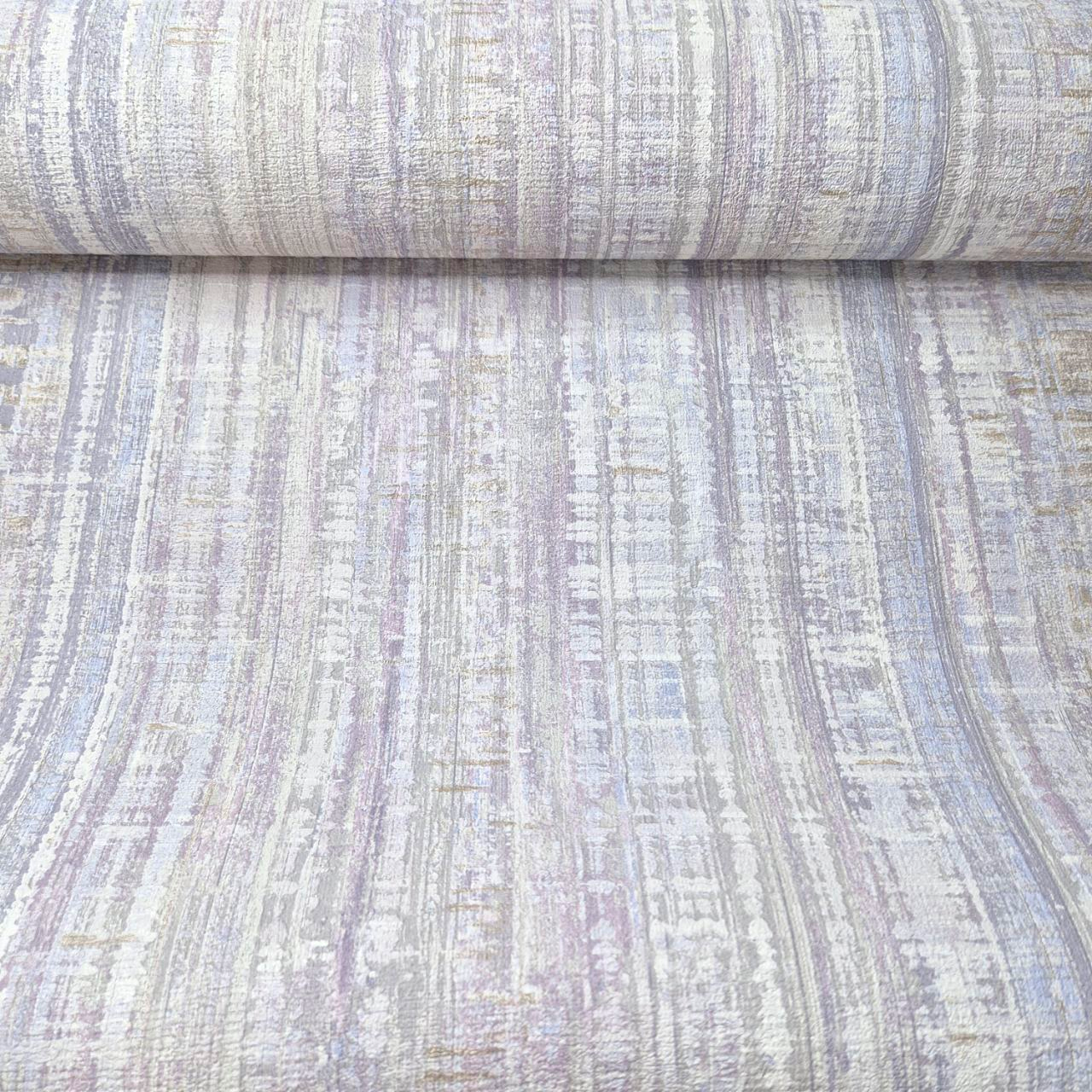 Шпалери вінілові 10.05 × 1.06 м Grandeco US4007, сірі, білі, блакитні, бузкові, для спальні, вітальні, кухні, коридору, фото 1