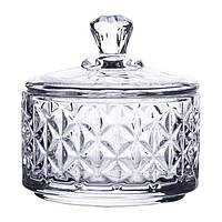 Цукерниця з кришталевого скла з кришкою Ø 6.5 High Quality ice flowers