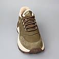 Кросівки жіночі шкіряні хутро 589983 Хакі, фото 2
