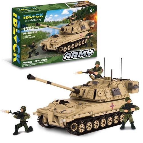 Конструктор Військовий Танк САУ IBLOCK PL-921-510 1323дет. 3 фігурки в коробці 63.5*43*9см