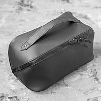 Чоловіча чорна косметичка для подорожей несесер-органайзер LUMA Black з екошкіри Унісекс