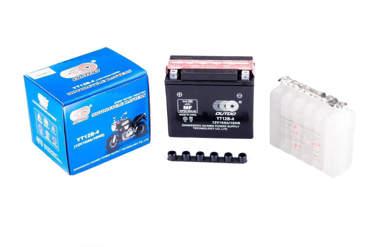 АКБ 12V 10А заливний (150x70x130, чорний, mod:YT 12B-4) (+електроліт) OUTDO