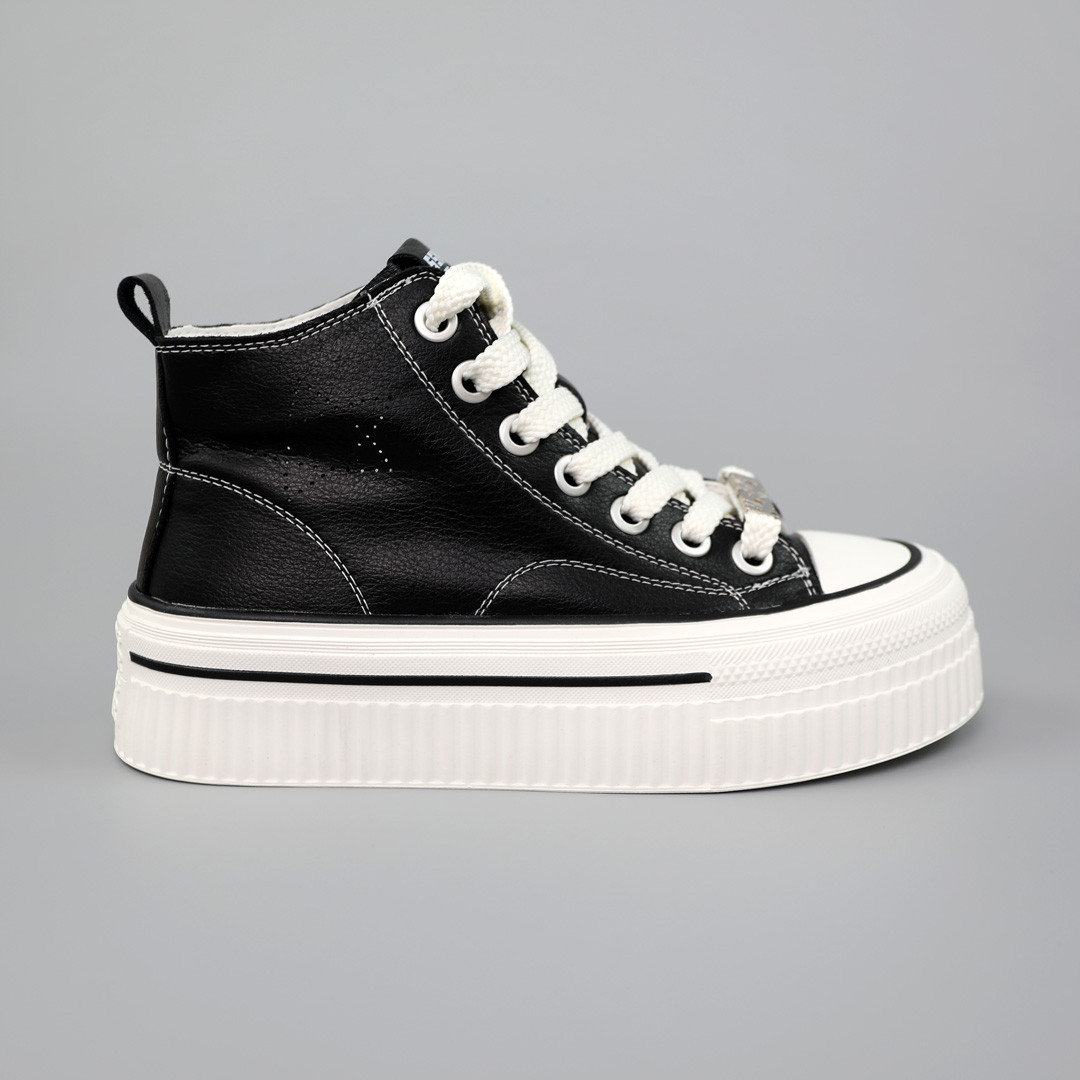 Кеди жіночі шкіряні високі 589443 Чорні, фото 1